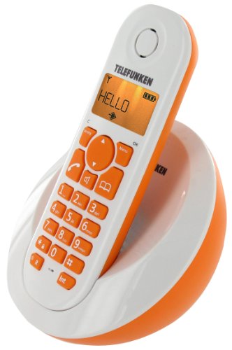 Telefunken Peps 201 Schnurloses, strahlungsarmes DECT-Telefon mit ergonomischen Design orange