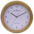 Precision MSF Radio controlled 31cm natural wood finish wall clock with full numeral markings and metal hands