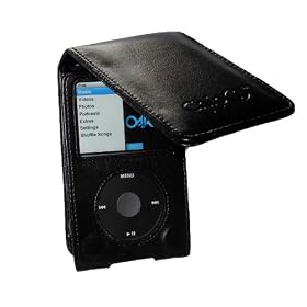 CHIP-i - 160GB iPod Classic Leather Flip Case - Black - For Apple iPod Video Classic