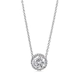 Sterling Silver Round Cubic Zirconia CZ Solitaire Pendant Necklace 5mm