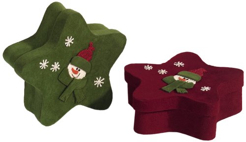 Brauns-Heitmann 47975 Geschenkbox Schneemann, Gr&ouml;&szlig;e: L, Sternform, 2 St&uuml;ck, rot / gr&uuml;n