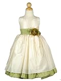 Two-tone Taffeta Dress, Ivory/Sage, flower girl, special occasion dress