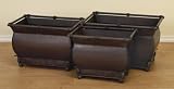 Dark Brown Finish Set of 3 Modern RECTANGULAR-SHAPED METAL PLANTER