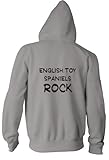 English Toy Spaniels Rock Youth Zippered Hooded (Hoody) Sweatshirt Fleece Jacket ASH GREY SMALL