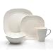 Mikasa Swirl Square 4-Piece Dinnerware Set, Service for 1, White