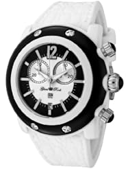 Glam Rock Womens GRD25106 Miami Beach Chronograph Silver Textured Dial Black Silicone Watch