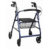 ^Light Weight Rollator ,Curved Back. Blue, Now with E-Z Turn, 6' Wheels,non-marking, Indoor/outdoor Use. Padded Seat, Backrest: Removable, Curved and Padded. Brakes: Squeeze to Stop/push to Lock Handles