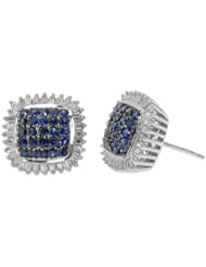 Blue Diamond and Diamond Fashion Halo Earrings 5/8ctw