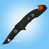 Firefighter Rescue Knife Spring Assisted Serrated Blade
