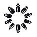 Ejiubas 24 Pcs 12 Sizes Black Stiletto Nails Artificial Nails Full Cover False Nails