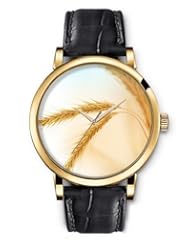 SPRAWL Aanalog Fashion Series Gold Ladies Watches of Genuine Black Leather Strap,Unique Wrist Watch for Women Girls Designed with wheat