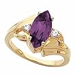 14K Yellow Gold Amethyst and Diamond Ring