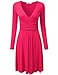 NINEXIS Women's Long Sleeve V-Neck Crossover Banded-Waist Skater Dress (S-3XL)