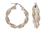 14K Two Tone Gold Italian Twisted Ribbon Hoop Earrings