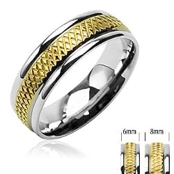 316L Surgical Stainless Steel Rings/Grooved IP Gold Center