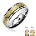 316L Surgical Stainless Steel Rings/Grooved IP Gold Center