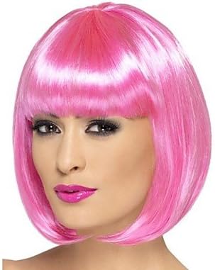 HI GIRL New BOB Style Fashion Sexy Short Curly Cosplay Womens Hair Straight Full Pink Wigs #19