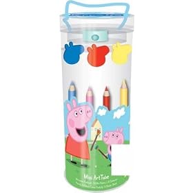 Official Peppa Pig Mini Art Tube - contains - Sharpner - Paint Brush - Mini Posters - Coloured Pencils - Paints - Sticker Sheet