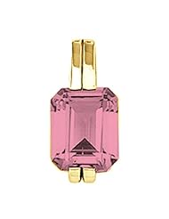 14K Yellow Gold Emerald Cut Pink Tourmaline Pendant -- LIFETIME WARRANTY