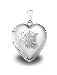 Sterling Silver "Sweetheart" Cupid Heart Locket 3/4 inch x 3/4 inch