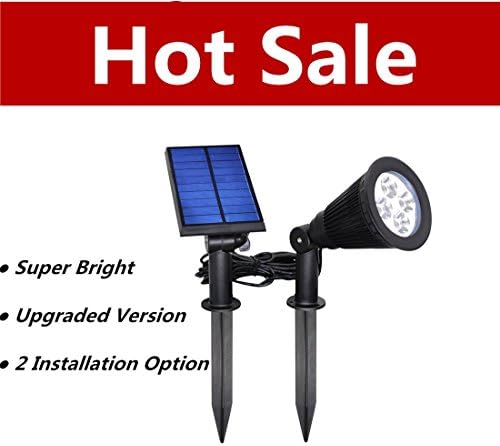USYAO Security Super Bright Spotlight Solar Rechargeable Powered LED Light, Seperated Light and Solar Panel, Adjustable Angle Waterproof Outdoor Using, Ground Stake