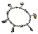 Silver Tone Bead Stretch Music Theme Charm Bracelet with Notes, Grand Piano, French Horn, Drum, Violin Charms