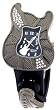 Guitar Dark Steel Gem Stone Case Black Dial Head Stock Thin Leather Band Wrist Watch