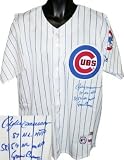 Andre Dawson Autographed/Hand Signed Chicago Cubs White Majestic Jersey w/Banks- MVP inscriptions mi