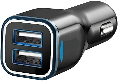 doxxxvo Car Charger,Rapiduo Plus Dual High-Speed 2.1/2A USB Port Car Charger: Total 5V@4.1A = 20W output w/ Free Full Speed Micro-USB Charging Cable (Blue)
