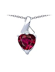 Original Star K (tm) 8mm Heart Shape Created Ruby Ribbon Pendant in 925 Sterling Silver