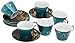Yedi Houseware Classic Coffee and Tea Blue Saphyre Teacups and Saucers, Set of 6