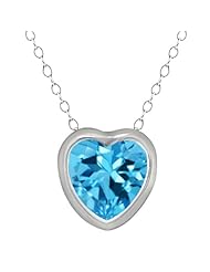 1.00 Ct Heart Shape Shape Swiss Blue Topaz 14K White Gold Pendant