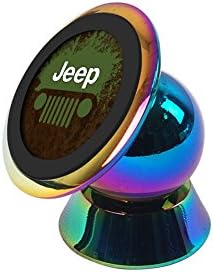 Jeep Logo Cell Phone Car Mount Holder, 360 Degrees Dashboard Universal Car Cradle Mount Rotatable Sticky Magnetic Stand Holder For Smartphone (Colorful Stainless Steel plating)