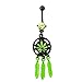 BodyJ4You Peridot Crystal Black Ganga Leaf Dreamcatcher Belly Ring 14G