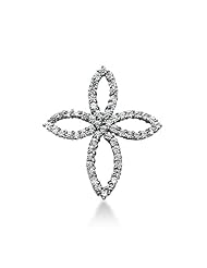 14K White Gold Round Diamond Share Prong Set Cross Pendant (1.80ct)