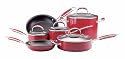 KitchenAid Gourmet Influence Hard Base 10-Piece Cookware Set, Red