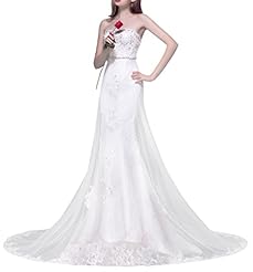 Strapless Lace Beaded Open-Back Sleeveless Mermaid Tulle  Dress