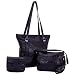 Embassy&trade; Black Genuine Leather 3pc Purse Set with Crocodile Embossing