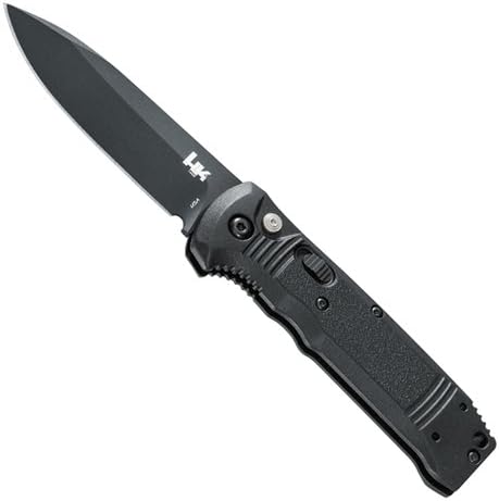 HK Knives Patrol Folding Knife with Coated Plain Edge Blade, Black