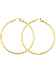 2mm, 14k Yellow Gold Square Tube Hoop Earrings, 55mm (2 1/8")