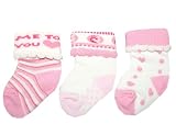 Baby Girls Stripes/Hearts/Strawberries Design 3 Pack Ankle Socks With Turn Down Tops