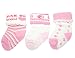 Baby Girls Stripes/Hearts/Strawberries Design 3 Pack Ankle Socks With Turn Down Tops (0-3 Months)