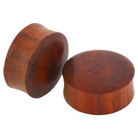 Pair of Solid Bloodwood Double Flared Plugs 18mm 3/4"