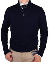Luciano Natazzi Classic Fit Mens Mock Neck Ribbed Fitted Sweater Premium Cotton