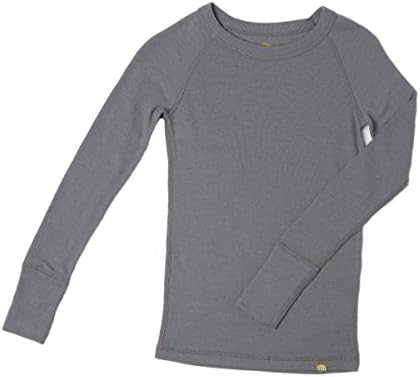 Nui Organics Unisex Merino Wool Thermal Crew in Storm, 10Y