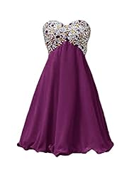 Sweetheart Beaded  Short Chiffon/Polyester Evening Dress/Homecoming Dress/Prom Dress/Party Dress  With Rhinestones