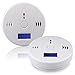LCD CO Carbon Monoxide Poisoning Sensor Monitor Alarm Detector White - 2 Pack