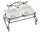 Castlemere XOXO 5.5-Inch Feeder with 2 Square Bowls (For Small Pets)