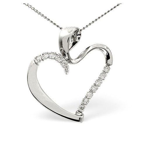 9ct White Gold 0.15ct Diamond Heart Pendant