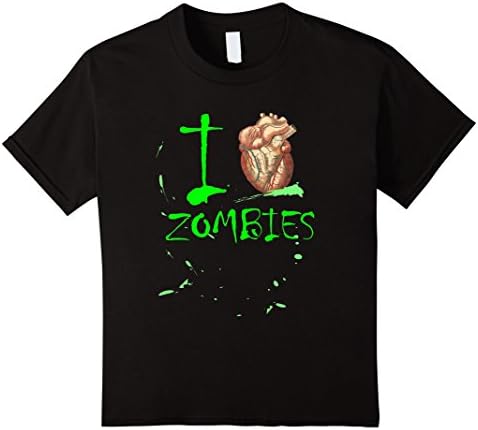 Kids  halloween human anatomy  heart I love zombies t shirts 6 Black